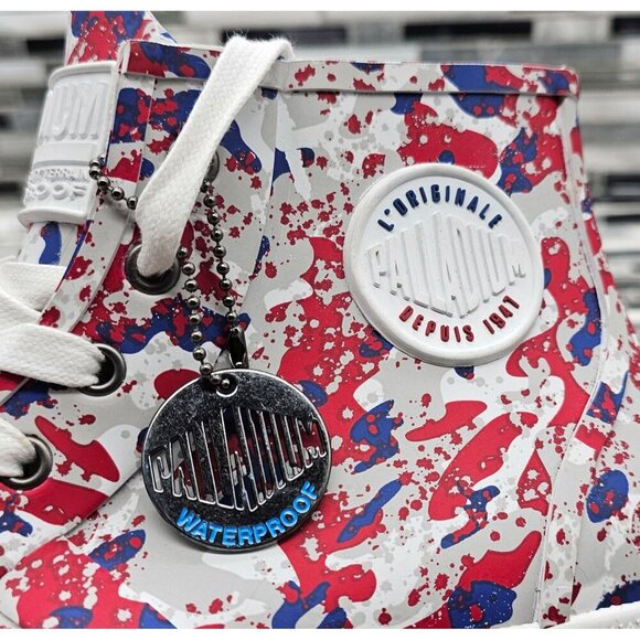 Palladium Pampa Hi White Camo French Unisex Combat Rain Boots - Picture 8 of 11